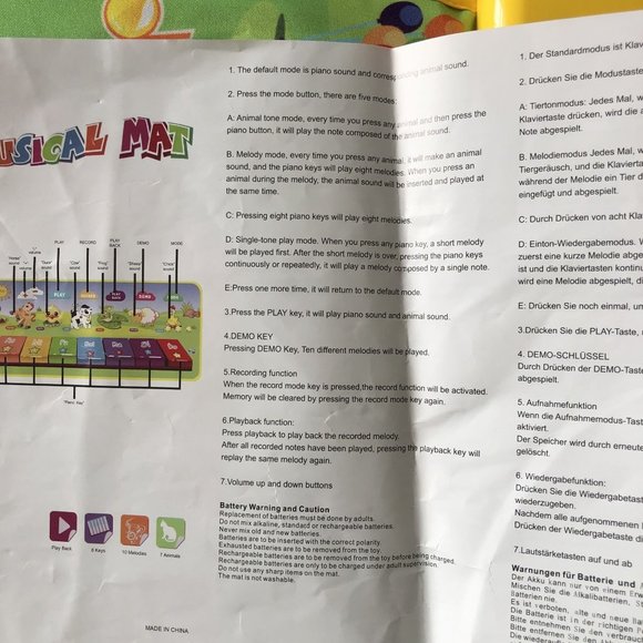 Yiqu Toys Factory Musical Mat Play Record PlayBack Demo Mode Age 12 Months + - Picture 8 of 12